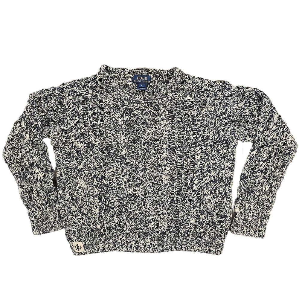 Polo Ralph Lauren Loose Cable Knit‎ Sweater Fisherman Marled Cotton Kids' 6